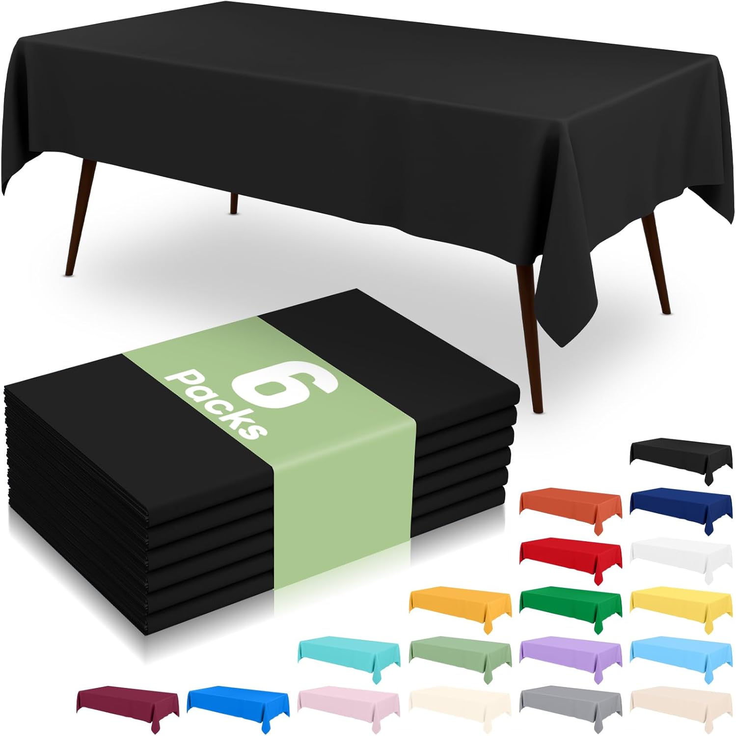 Misaya Disposable Plastic Tablecloths - Waterproof & Leakproof 54 x 108 Inch Black Covers for Parties & Picnics