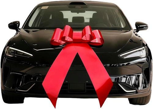 Big Red Bow - 30 Inch Giant Car Bow for Decoration | Includes 2 Small Pull Bows for Parties