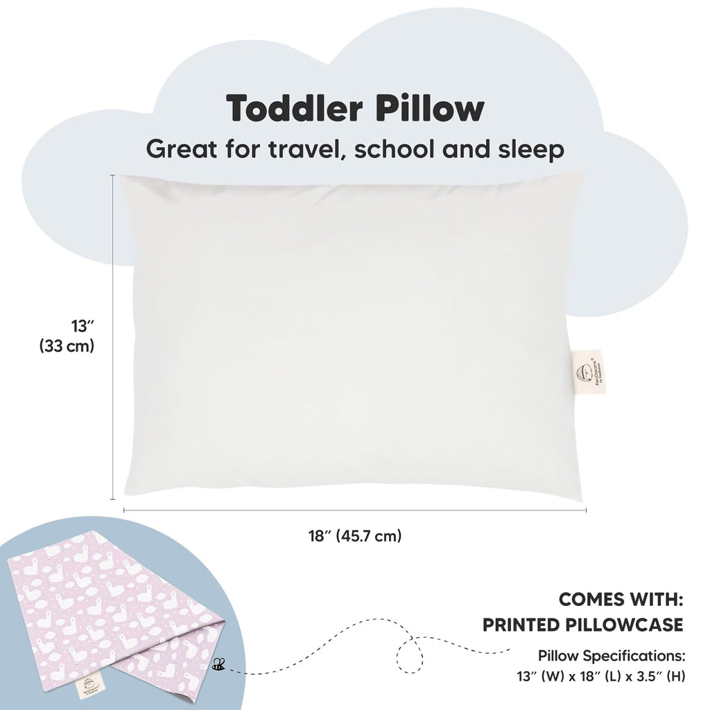 My Little Dreamy Toddler Pillow - 13x18 Organic Cotton Travel Pillowcase | Soft, Breathable & Machine Washable for Ages 2-5 (Alpacas)