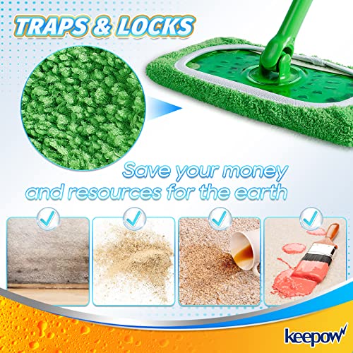 KEEPOW Reusable Mop Pads for Swiffer Sweeper, 8 Pack Washable Microfiber