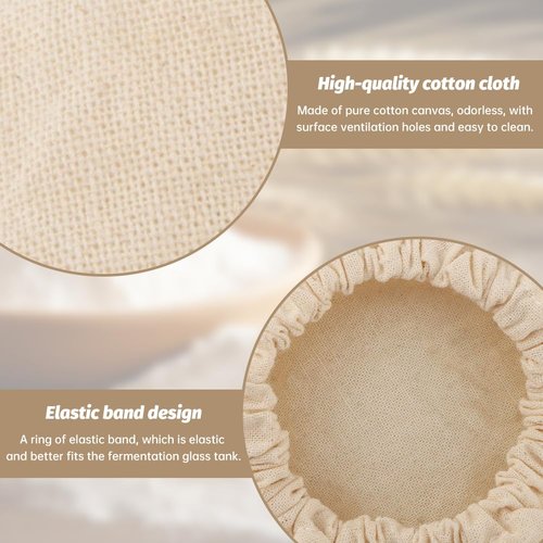 10-Pack Sourdough Starter Jar Cover Cloth with Spatula, Breathable & Reusable Fabric Bread Fermentation Cover for 3-4 Inch Mouth