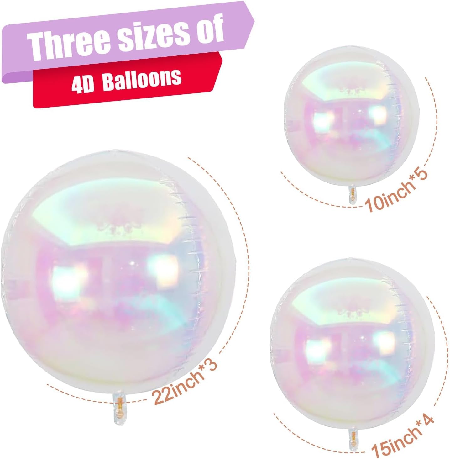 Skiennix Iridescent Round Foil Balloons - Holographic 4D Clear Balloons for Birthday & Wedding Decor | 12 Pcs Set