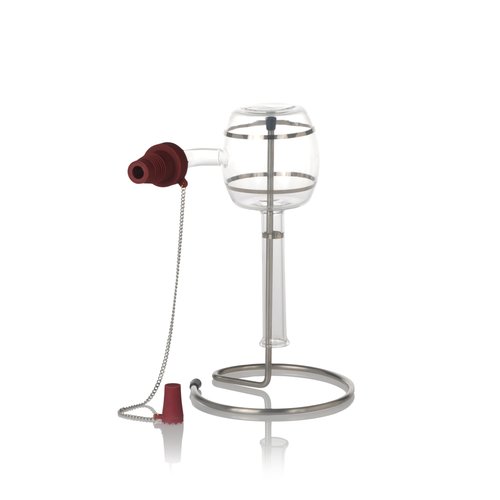 IL PICCOLO SOMMELIER - Wine Aerator - Hand-Blown Glass Pourer Spout with Stand & Corks - Wine Aerator Decanter and Stopper Set for Red, White & Rosé