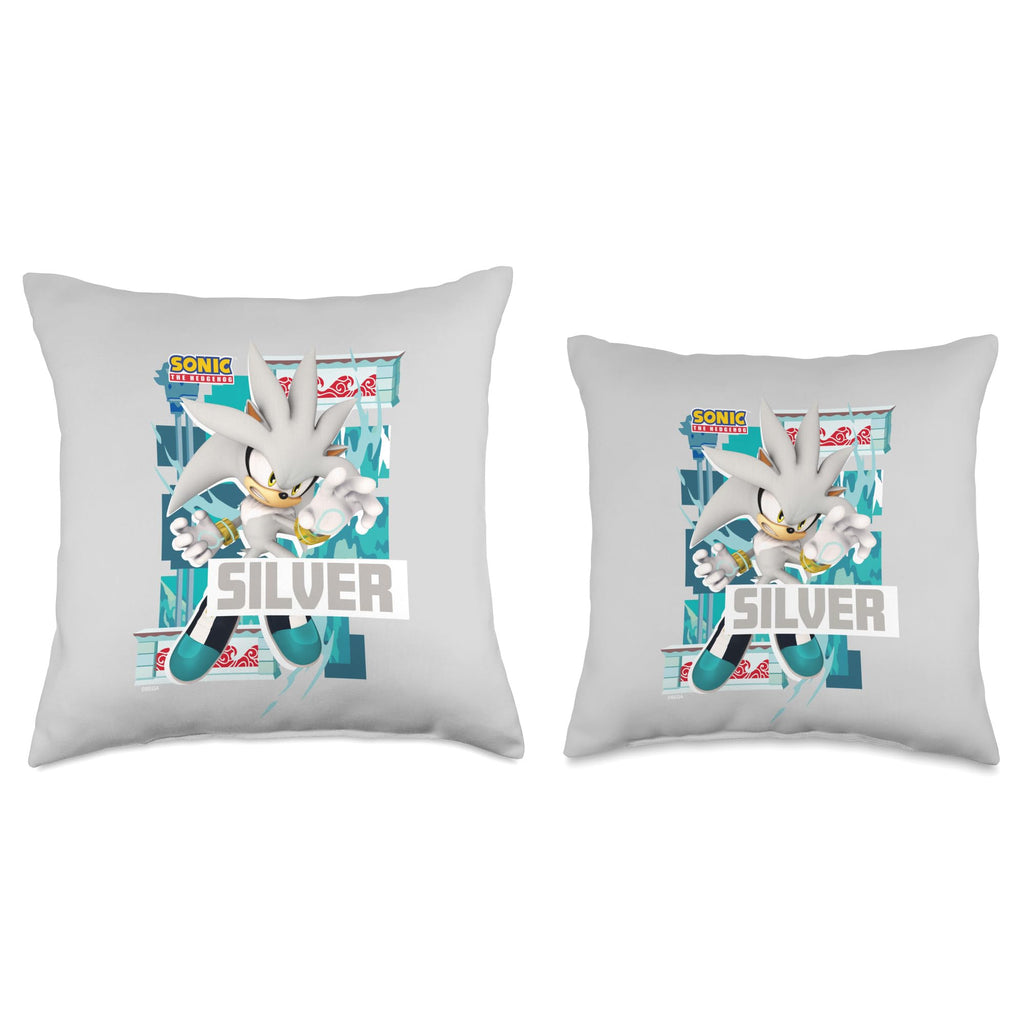 Sonic The Hedgehog - in The Zone - Silver Throw Pillow