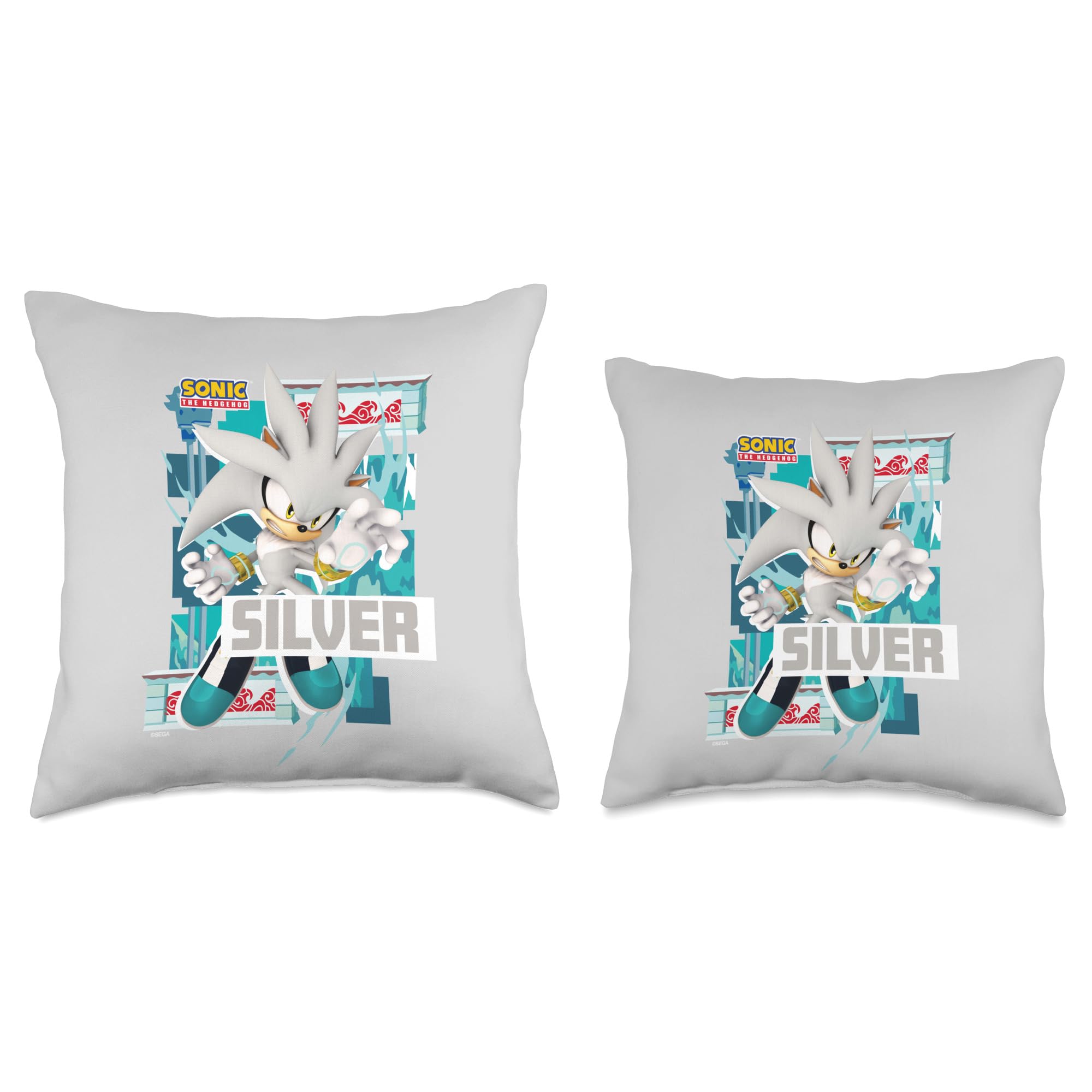 Sonic The Hedgehog - in The Zone - Silver Throw Pillow