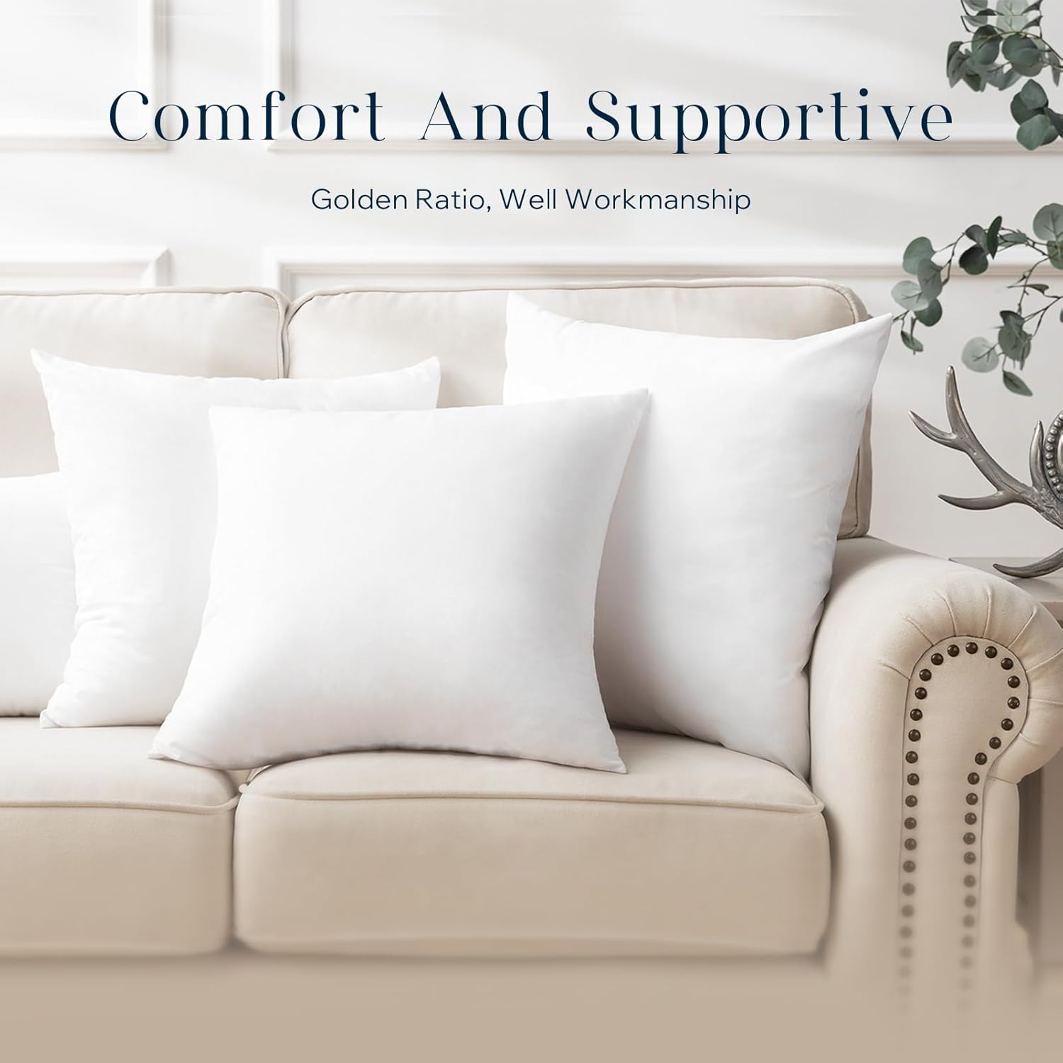 Phantoscope Premium Outdoor Pillow Inserts - Water Resistant Polyester Throw Pillows | 16" x 16" - Pack of 2