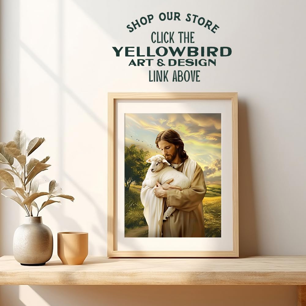 Skiennix Religious Wall Decor | Lamb of God Jesus Artwork - Farmhouse Style Christian Art for Home