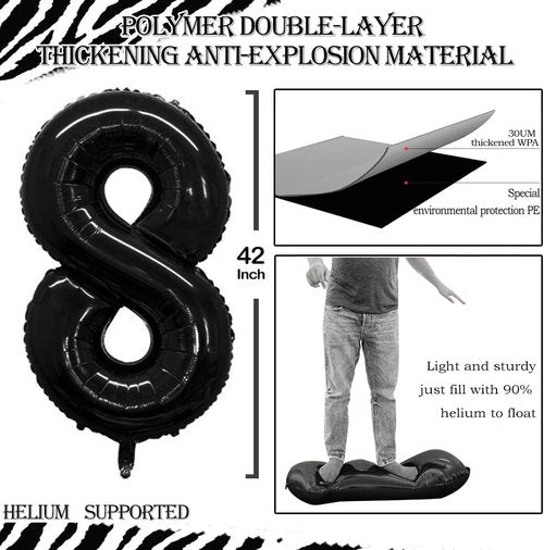 GOER 28-Inch Jumbo Black Foil Balloons - Perfect for 28th Birthday Party Decorations | Helium-Ready