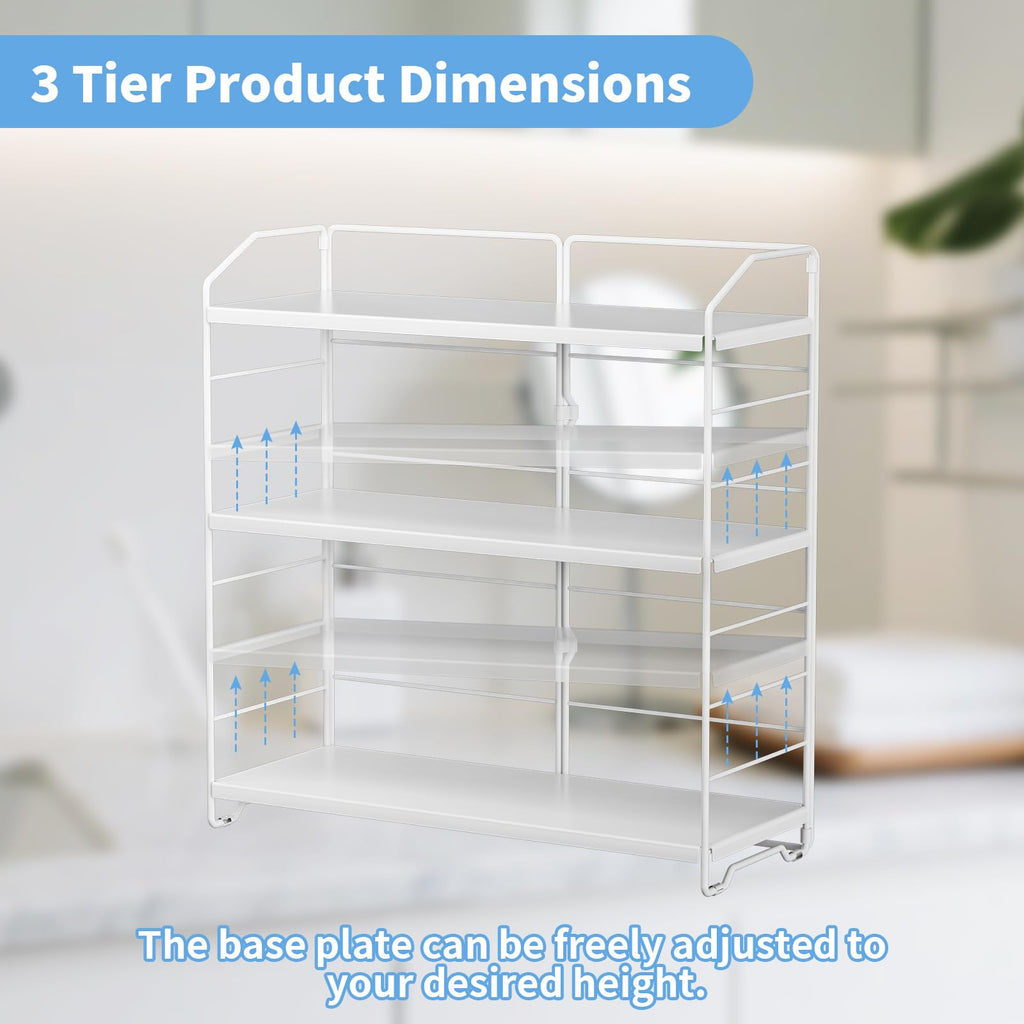 MAYZOLOP Bathroom Counter Organizer, Makeup Organizer Countertop, Countertop Storage Shelf for Bathroom Storage, Vanity, Large Skincare, Perfume, White 3 Tier