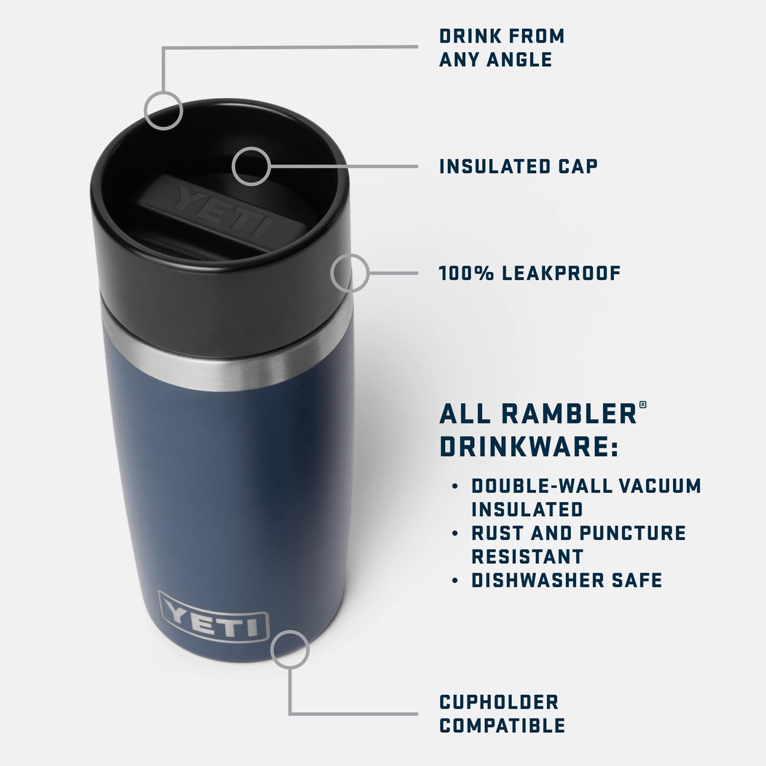YETI Rambler 12 oz Travel Bottle - Stainless Steel, Vacuum Insulated, Leakproof Commuter Cap | Cape Taupe