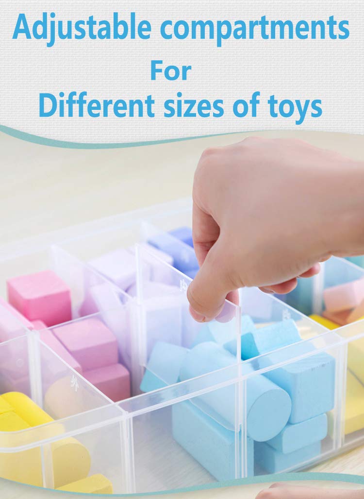 Sooyee 6 Layers Stackable Storage Container Clear 60 Adjustable Compartments, Compatible with Small Toys Arts and Crafts Piping Tips Hardware Storage Organizer
