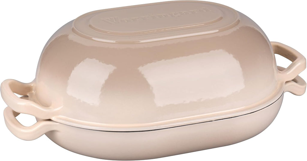 VORRINGARD Enameled Cast Iron Dutch Oven - 5QT Sourdough Bread Pan with Lid for Perfect Homemade Baking | Latte Color