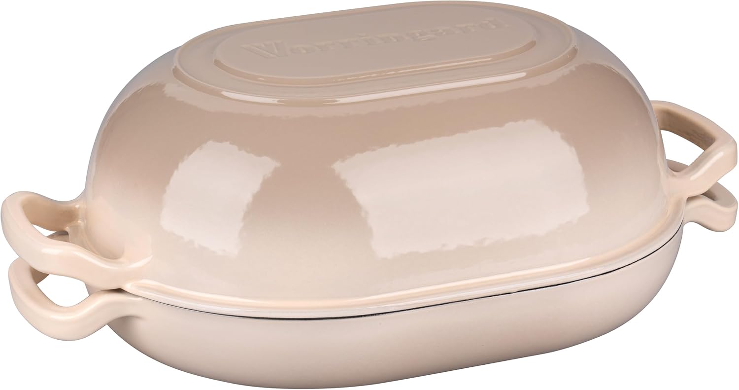 VORRINGARD Enameled Cast Iron Dutch Oven - 5QT Sourdough Bread Pan with Lid for Perfect Homemade Baking | Latte Color
