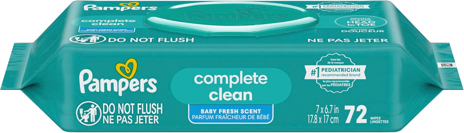 Pampers Baby Wipes - Complete Clean Fresh Scented Wipes for Gentle Head-to-Toe Care | 72 Count
