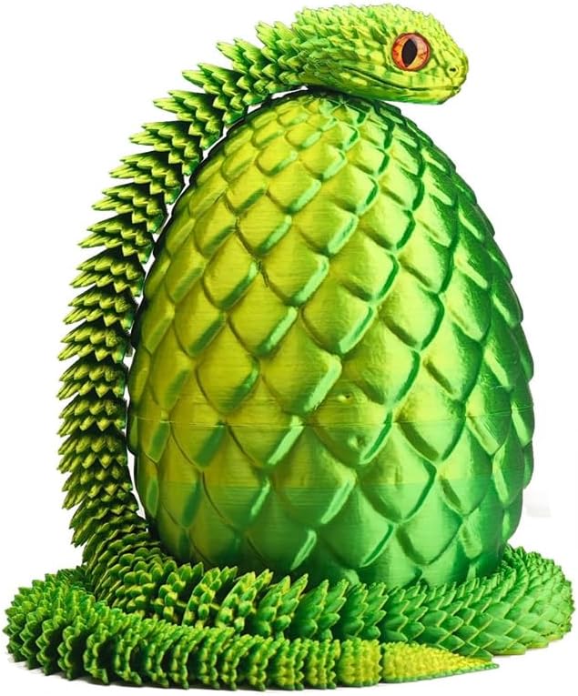 Skiennix 3D Printed Luminous Green Dragon Egg - Articulated Crystal Décor for Home & Office