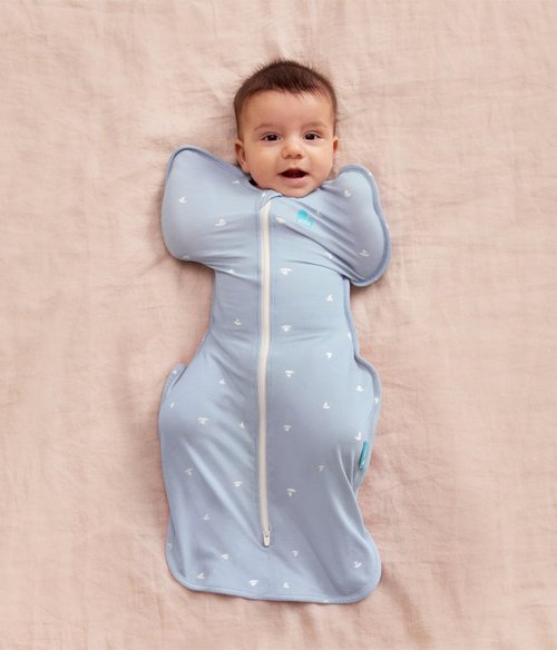 Love To Dream Swaddle Up - Soft Bamboo Fabric Wearable Blanket, Arms Up Position, 1.0 TOG, Small (8-13 lbs) - Boats Mist