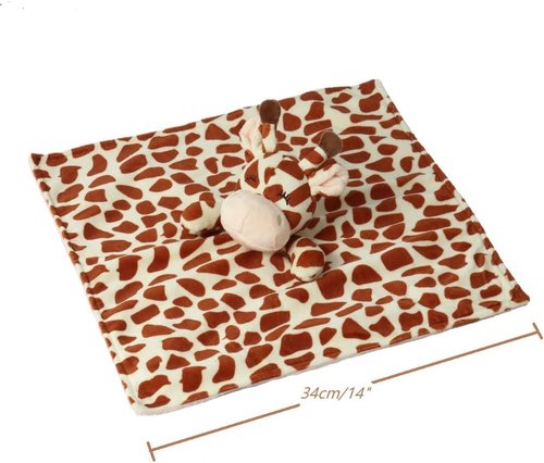 CREVENT Soft Plush Animal Face Security Blanket - Adorable Brown Giraffe for Boys & Girls, Perfect Gift for Baby Showers & Birthdays