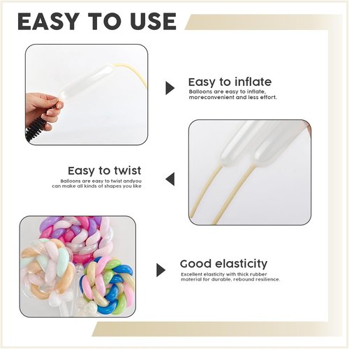 Clear 260 Balloons - 100Pcs Long Skinny Latex Balloons for Arches & Kid's Birthday Decor