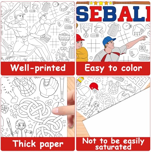 Giant Baseball Coloring Poster for Kids - 70.8 x 31 Inches