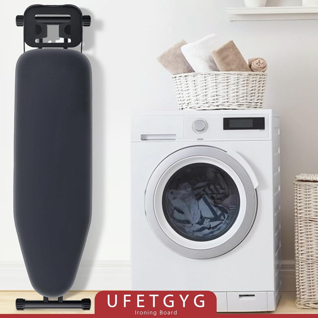 UFETGYG Ironing Board - Height Adjustable Metal Panel | 43" x 13" | Heat Resistant Fabric & Iron Rest