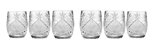 HOMEHUT SET of 6 Russian CUT Crystal Shot Glasses "Barrel" 50ml Hand Made