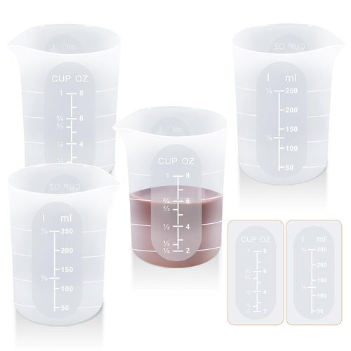 Tuntwcc Silicone Measuring Cups - Measuring Cup Set for Melting Chocolate,Silicone Baking Cups Food Grade Material, Four Scales (1CUP-4PC)
