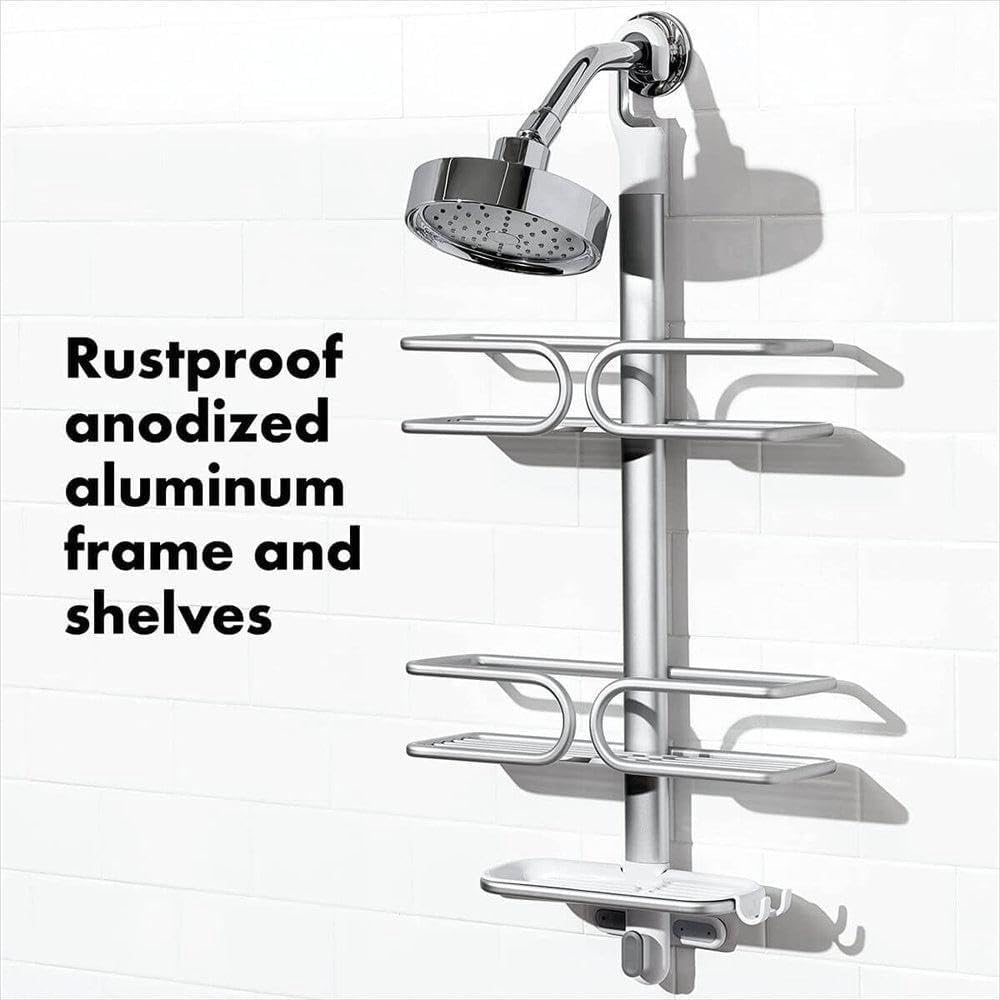 OXO Good Grips Shower Caddy - 3-Tier Aluminum Design for Organized Bathroom Storage