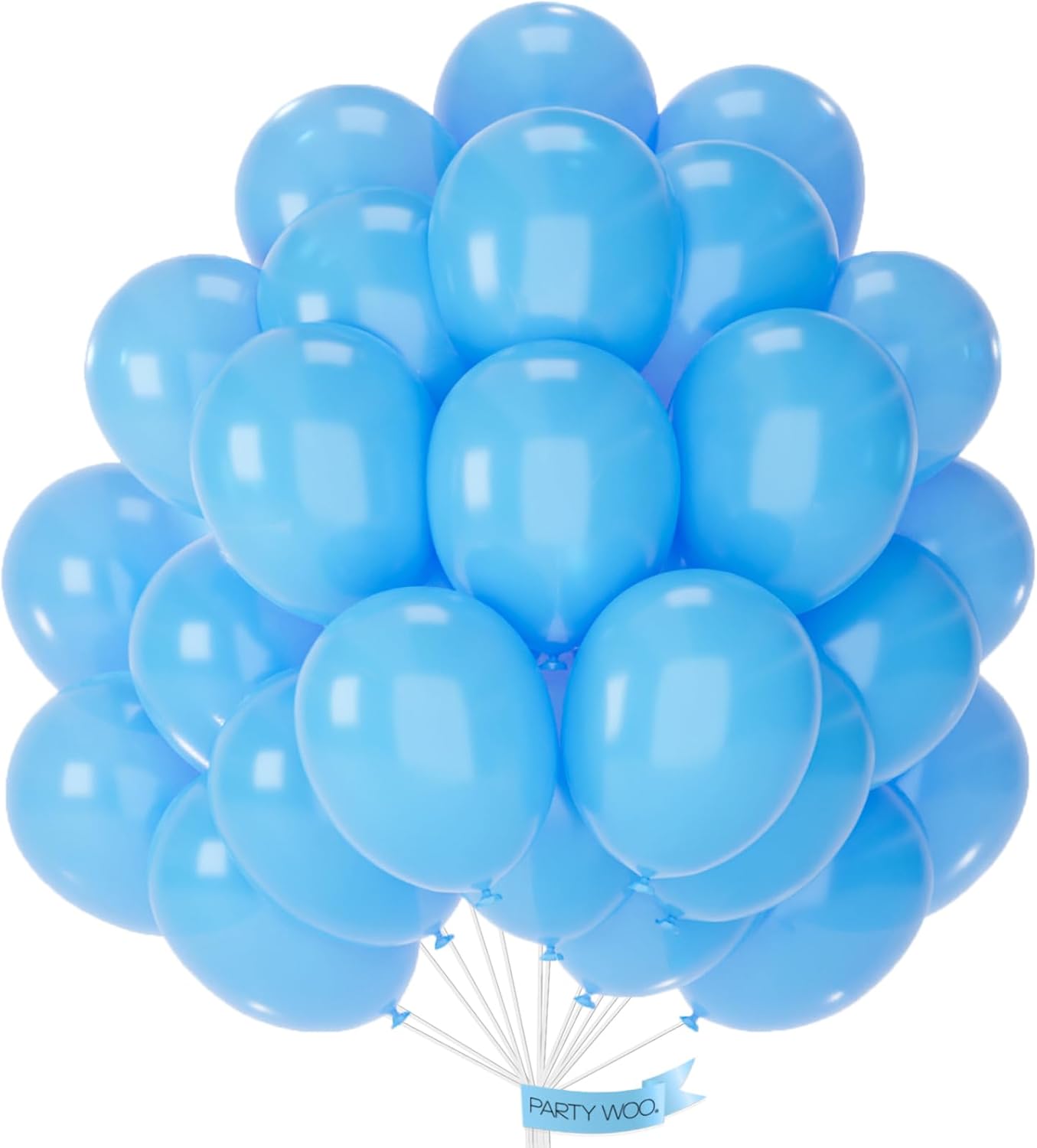 PartyWoo Light Blue Balloons - 50pcs 12 Inch Pastel Latex Helium Balloons for Baby Showers & Celebrations