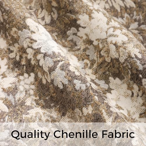 Beige Floral Throw Pillow Covers 18x18 Inches, Pack of 2