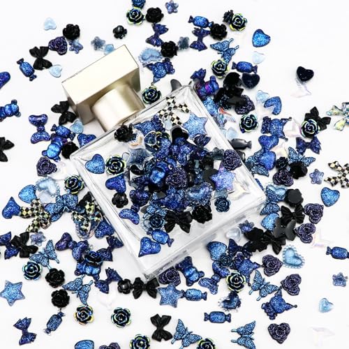 Briskbloom 320PCS Black 3D Nail Charms Kawaii Resin Flatback Y2K Art