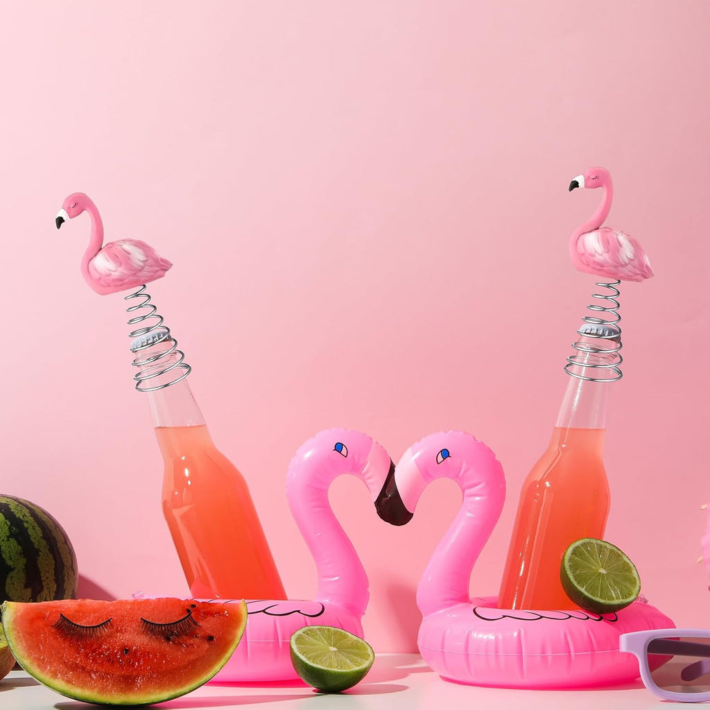 Queekay Mini Flamingo Ornament - 4 Inch Pink Tropical Tree Topper for Summer Party Decor
