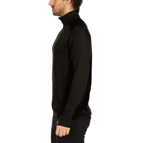 100% Merino Wool - Men’s Midweight Quarter Zip - Warm Pullover - Midlayer - Black - Small