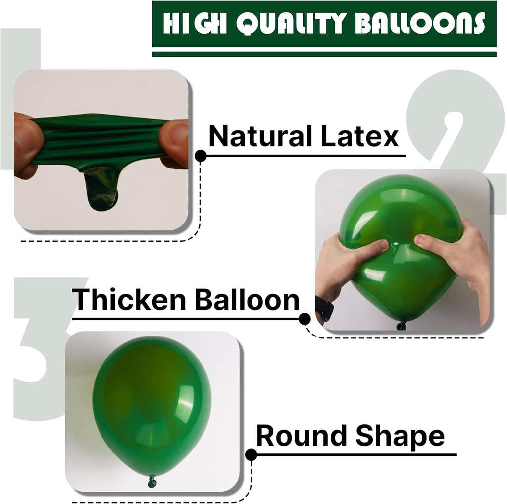 PartyWoo Dark Green Balloon Arch Kit - 152pcs in 5-18 Inch Sizes for Birthday & Jungle Theme Decor