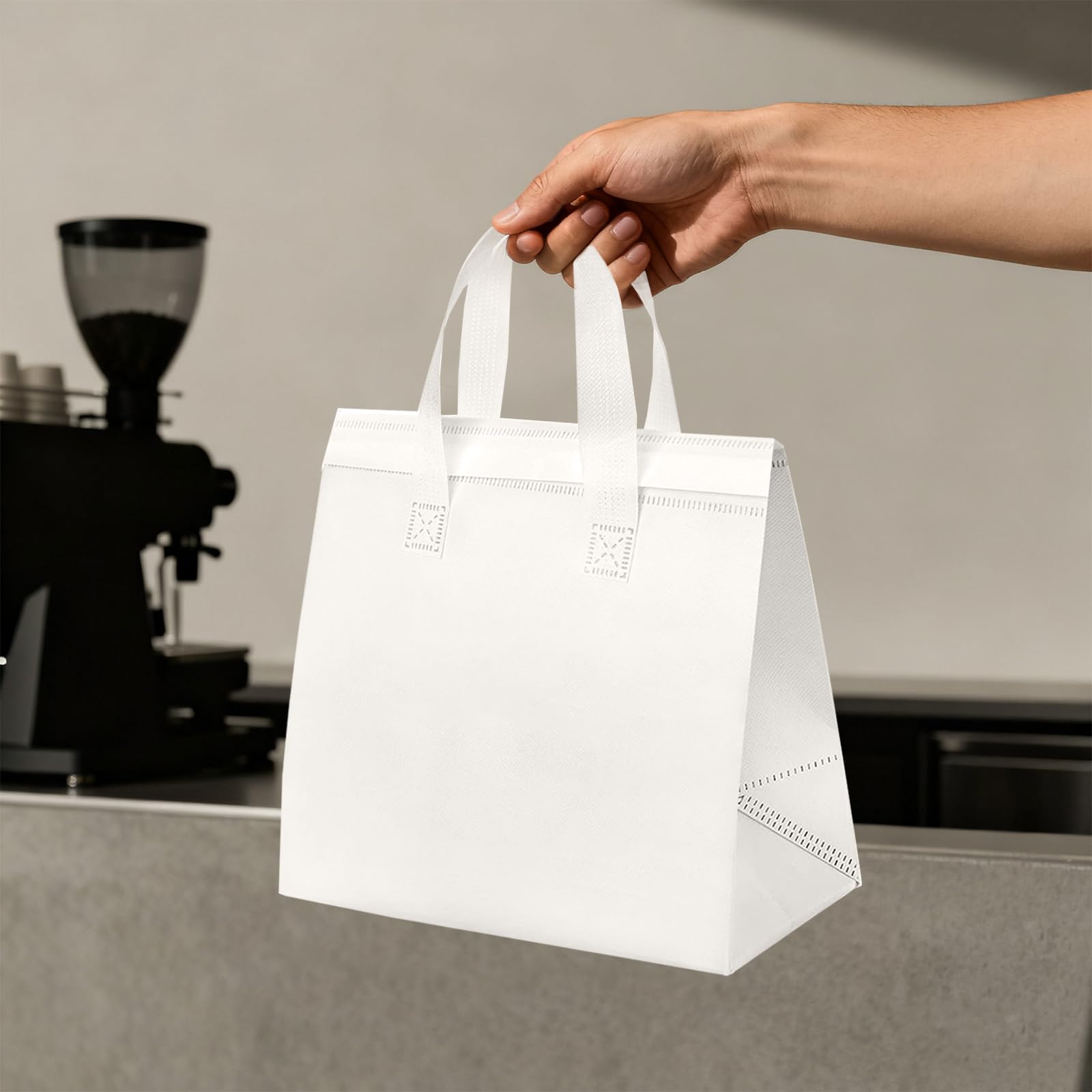 SAMORADREA 120 Pcs Insulated Take Out Bags Bulk in Thermal Insulation Lunch Bag for Hot Cold Food Coffee Milk Tea BBQ or Wedding Birthday Catering Restaurant Grocery Picnic Donation Gift Bag