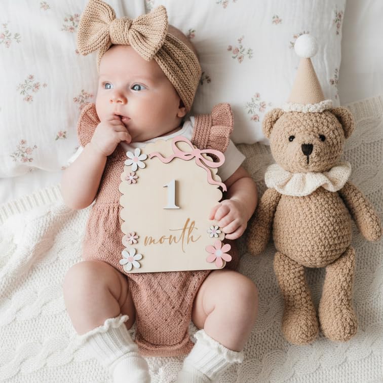 Baby Girl Monthly Milestone Signs - Double-Sided Nursery Decor
