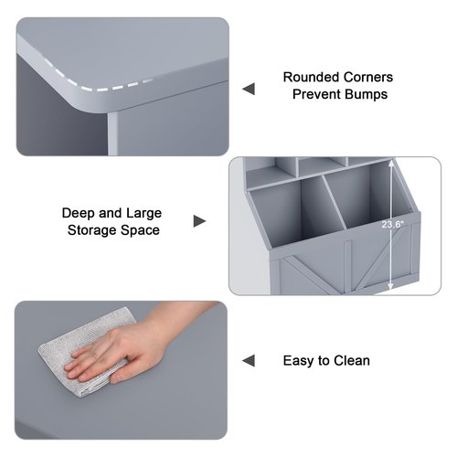 GarveeHome Kids Toy Storage Organizer, Kids Bookshelf and Toy Storage, Toddlers Bookshelf Toy Organizer for Kids Rooms Playroom Bedroom Nursery Daycare, Gray