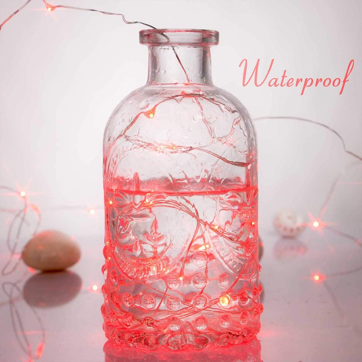 Ariceleo LED Fairy Lights - Battery Operated Copper Wire String Lights | 5m/16ft Red for Bedroom & Parties