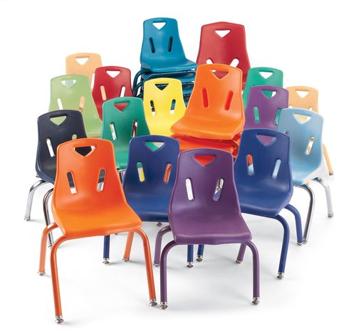 Jonti-Craft Berries 8142JC1008 Stacking Chair with Chrome-Plated Legs, 12" Height, Red