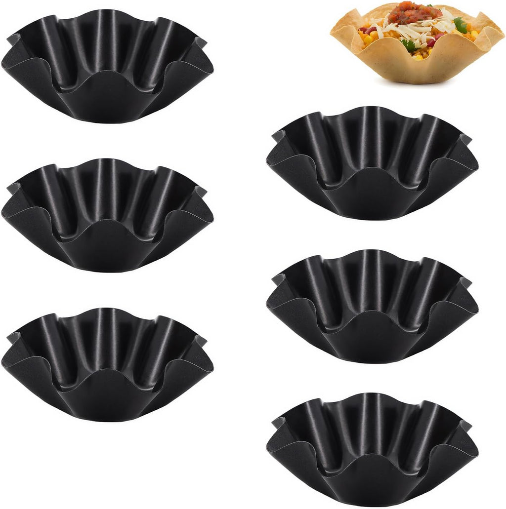 MVVM Taco Salad Bowl Maker - 6 Pcs Carbon Steel Tortilla Shell Pans for Perfectly Fried Salads
