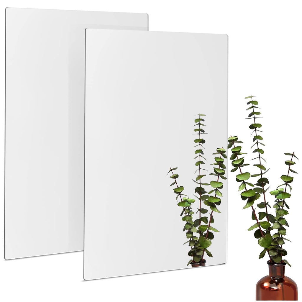 Bright Creations Acrylic Mirrors for Wall - 17 x 11 in, 2 Pack, Clear, Modern - Shatterproof Frameless Mirror Tiles - Bathroom, Bedroom, Kitchen & Home Gym