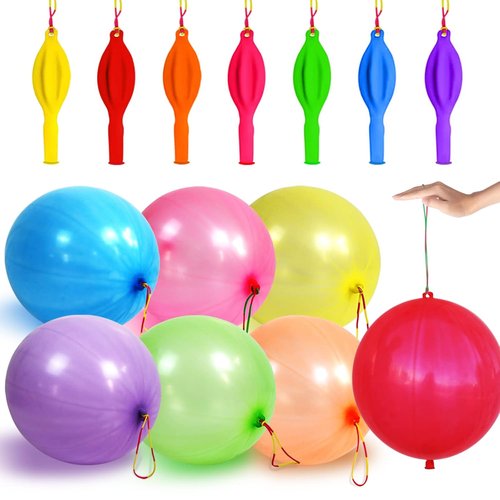 LEEZZIZZ Punch Balloons - 30Pcs Thickened Neon Party Favors for Kids | Durable Rubber Band Handle