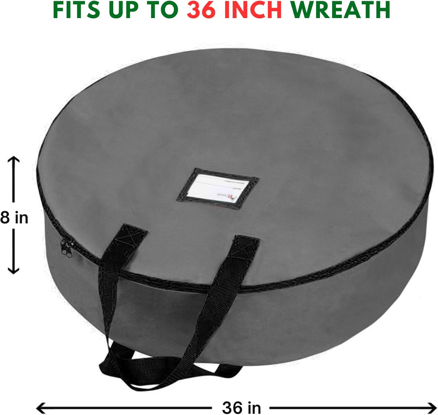 Primode Heavy Duty Wreath Storage Bag - 36" Durable Oxford Polyester Container for Xmas Wreaths (Gray)