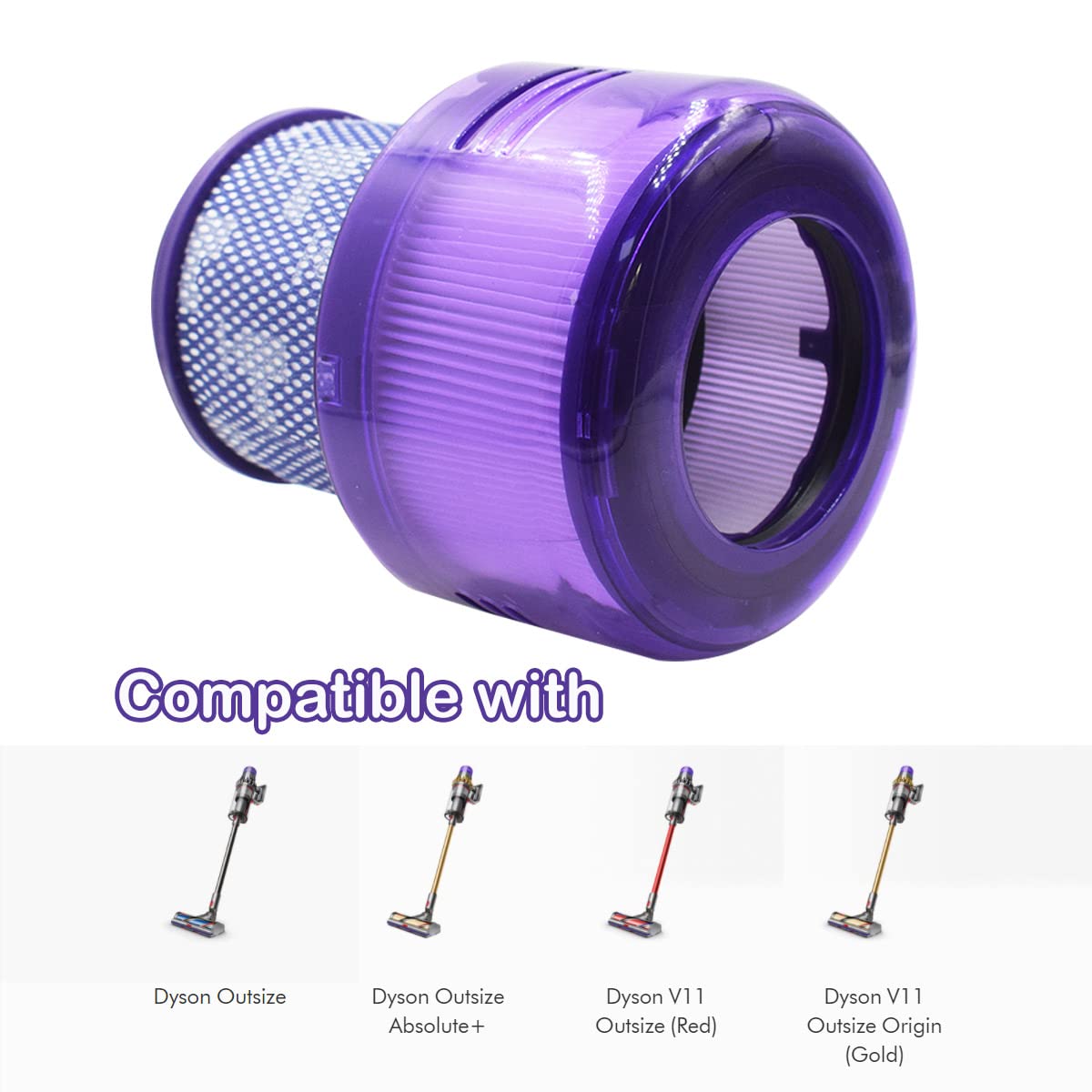 Replacement Filter Compatible with Dyson V11 Outsize/Origin/Absolute+/Plus, Outsize+, Absolute Extra, SV16, SV29 Vacuum Cleaner Compare to Part 970422-01 (2pcs)