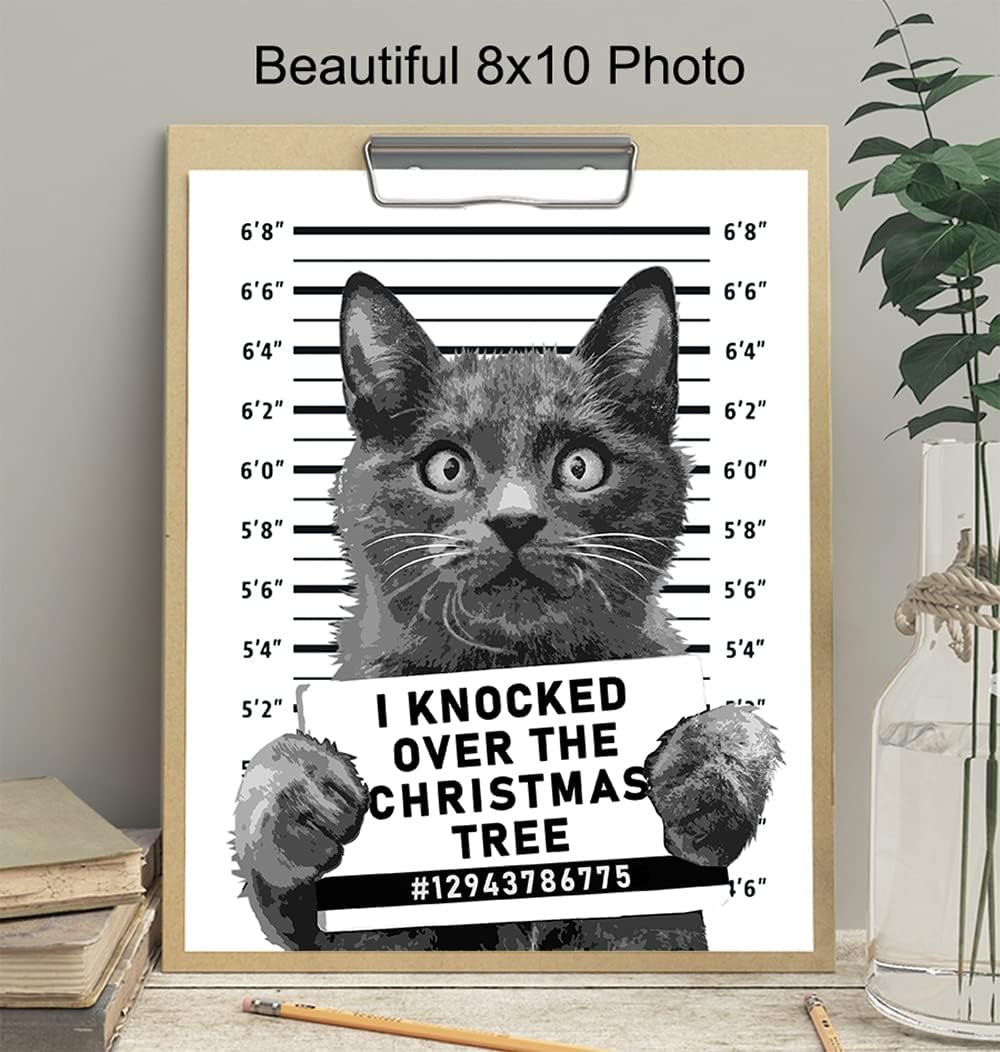 Skiennix Cat Christmas Tree Wall Art | Cute Holiday Decoration for Cat Lovers | 8x10 Unframed Print