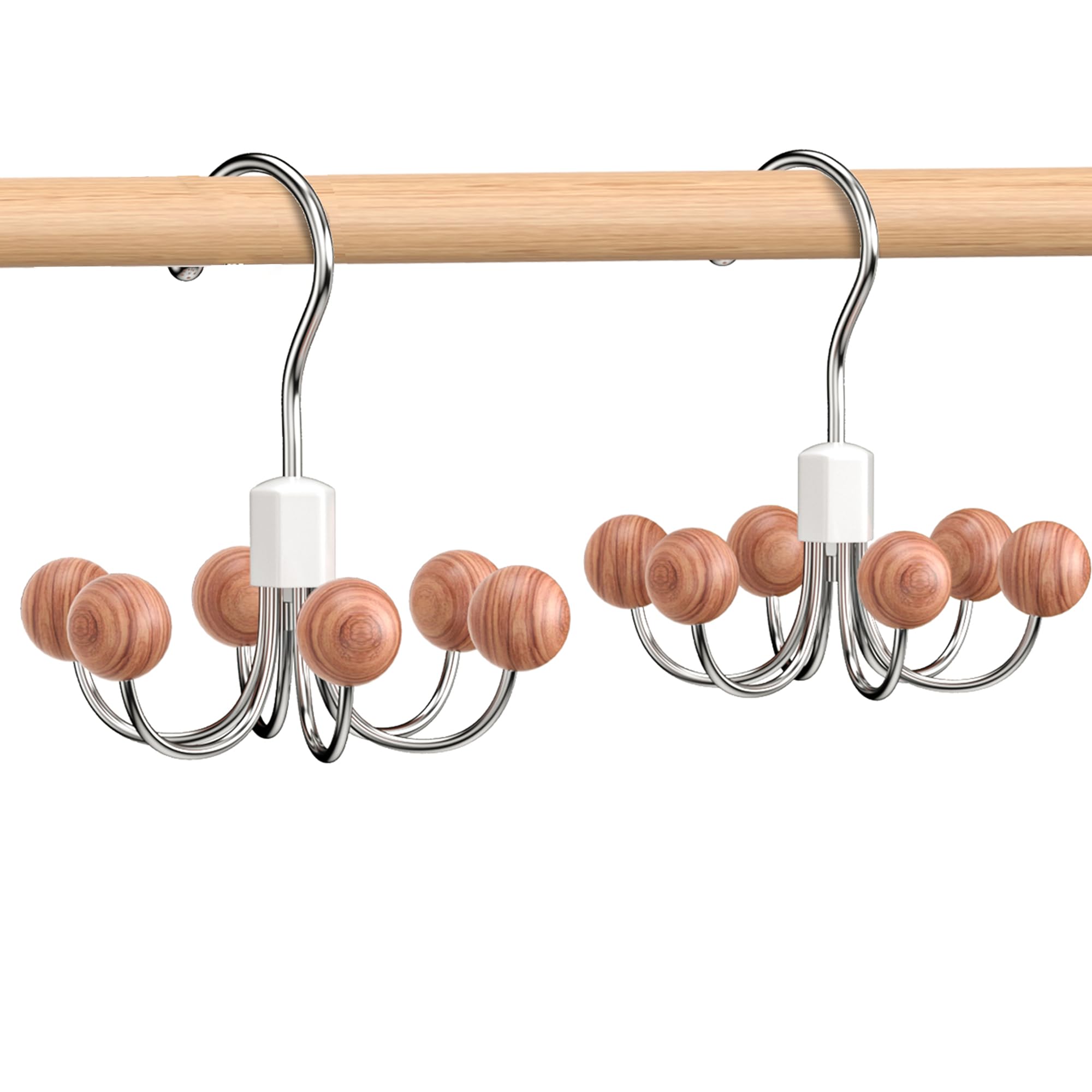 OHIYO 2-Pack 360° Swivel Hoodie Hangers with 6 Cedar Balls, Closet Organizer for Bra, Scarves, Belts, Purse & Accessories Storage