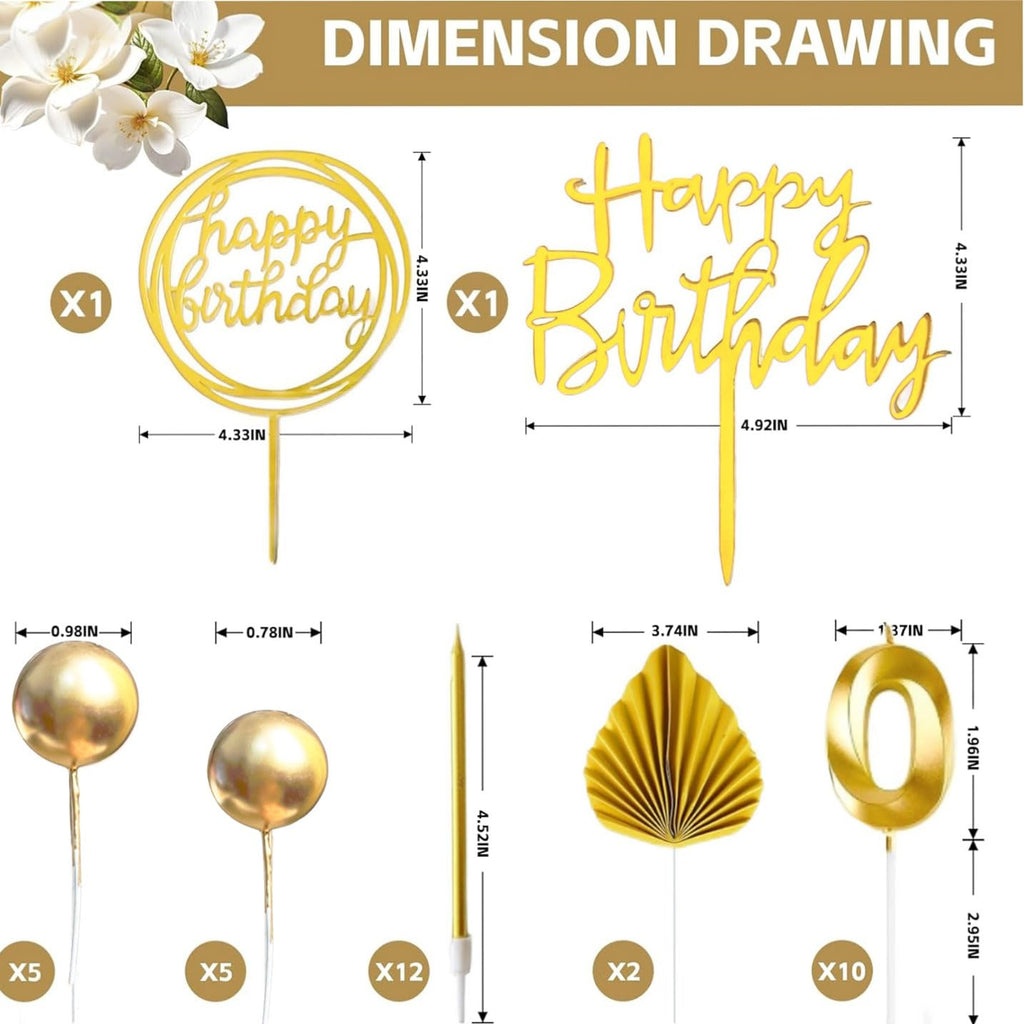 Gold Birthday Candles, Tyotrbs Happy Birthday Candle For Cake birthday candles Numbers Birthday Candles DIY Cake Decor for Men Women Wedding Anniversary