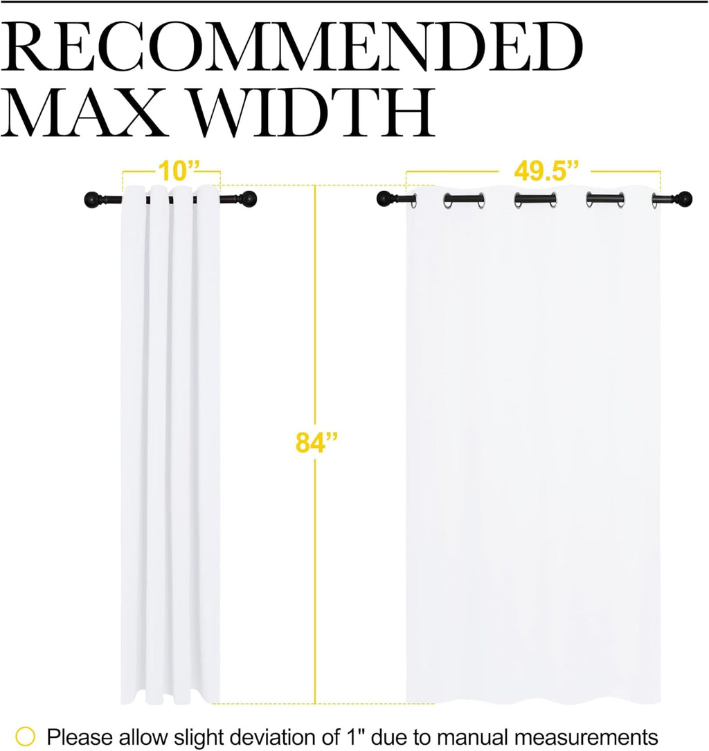 NICETOWN 100% Blackout Window Curtain Panels - Thermal Insulated Drapes for Nursery | 84" White, 2 Pieces
