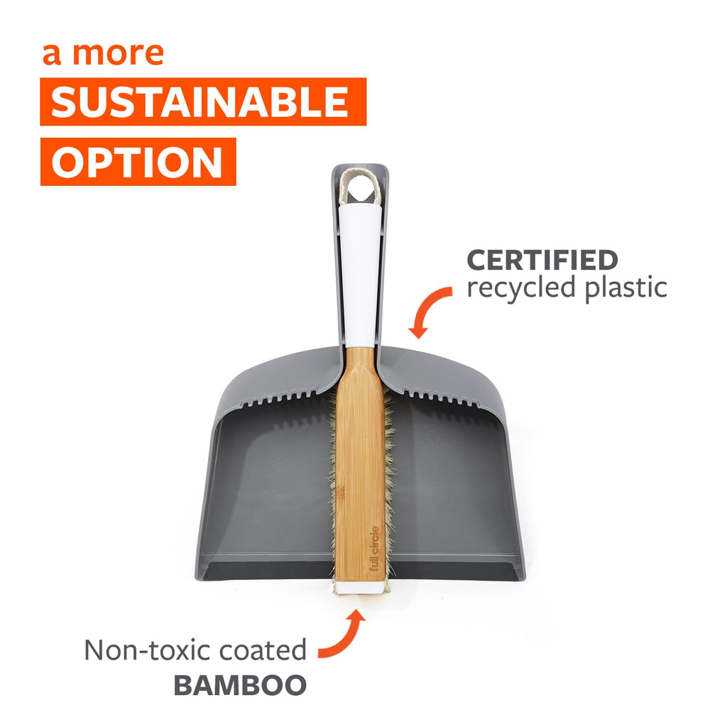 Full Circle Clean Team, Brush & Dustpan Set, White & Grey