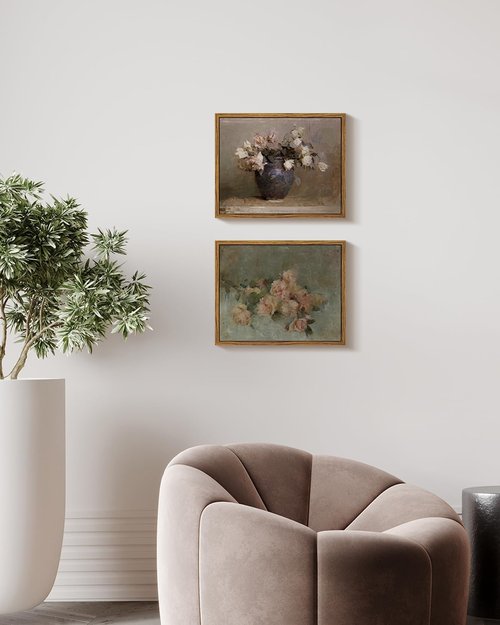 InSimSea Framed Canvas Print - Classical Roses in Vase Oil Painting | 8x10in Wall Art for Bedroom & Living Room Decor