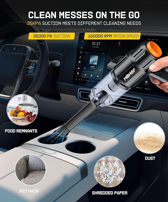 MBNGF Portable Cordless Car Vacuum - 35000PA High Power Suction & Blower | Wireless Handheld Cleaner in Starburst Black